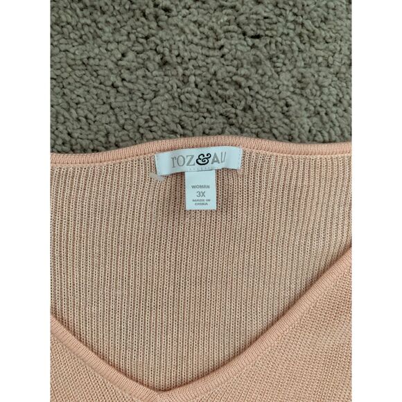 Roz & Ali Women Sweater Size 3X Pink V-Neck 3/4 Sleeve Relaxed Spring - Picture 4 of 7